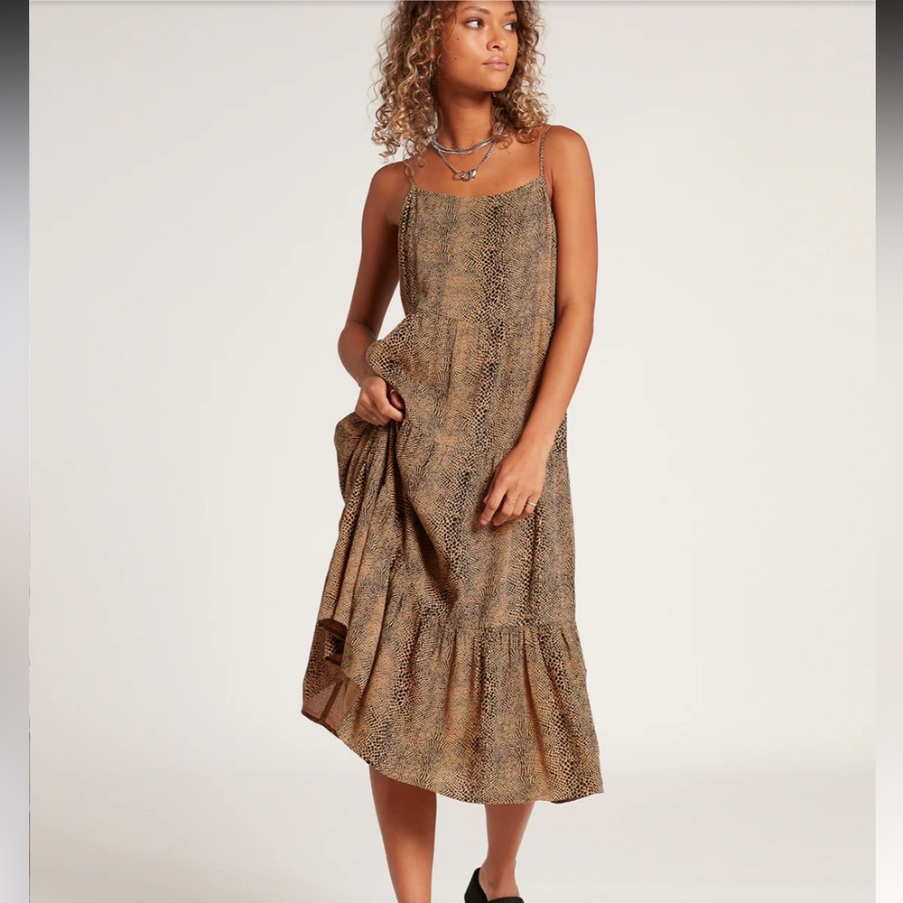 VOLCOM SNAKEDOWN MIDI DRESS - ANIMAL PRINT